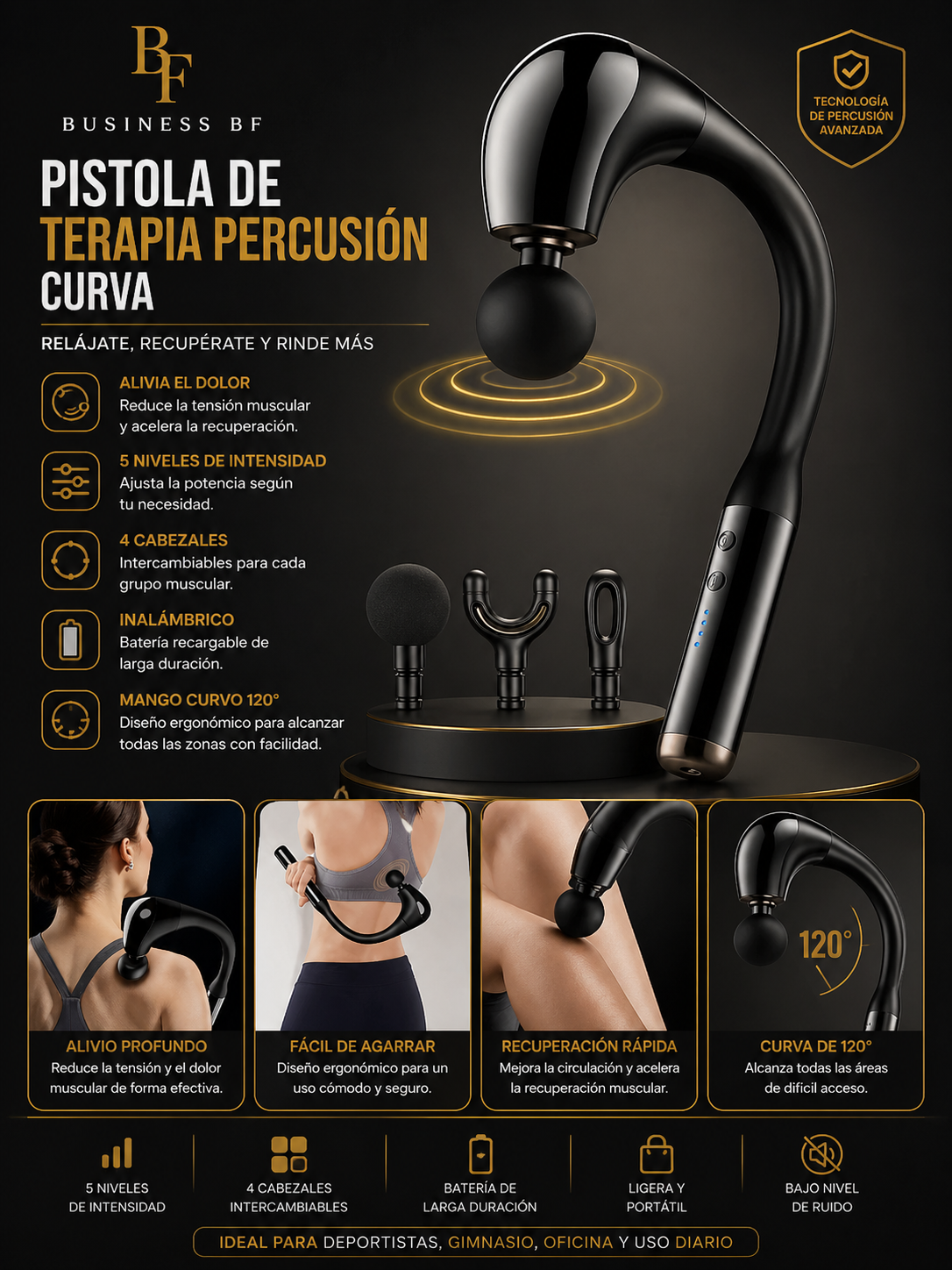 PISTOLA DE TERAPIA PERCUSIÓN CURVA